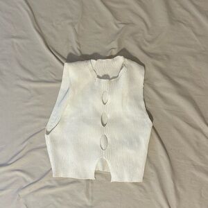 White Sleeveless Knit Vest